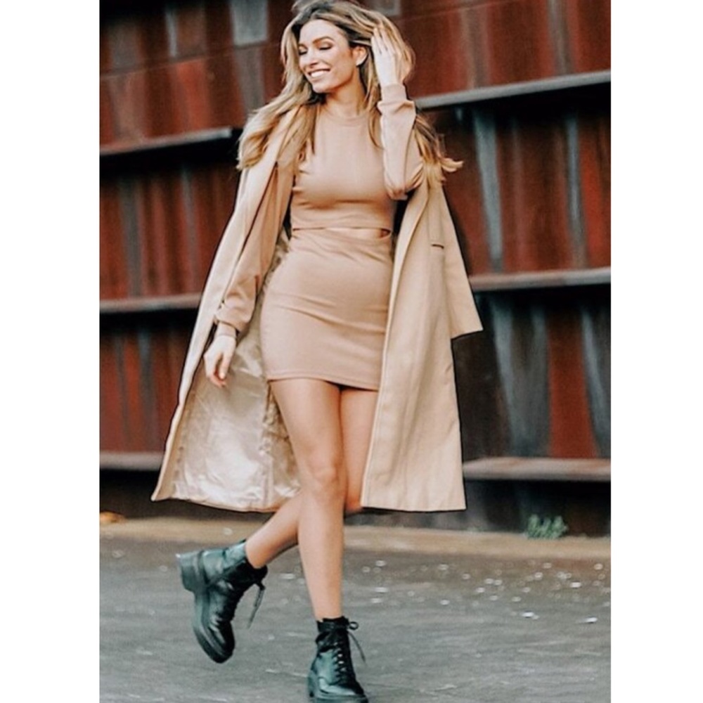 Camel Cut Out Waist Mini Dress - Picture 8 of 10